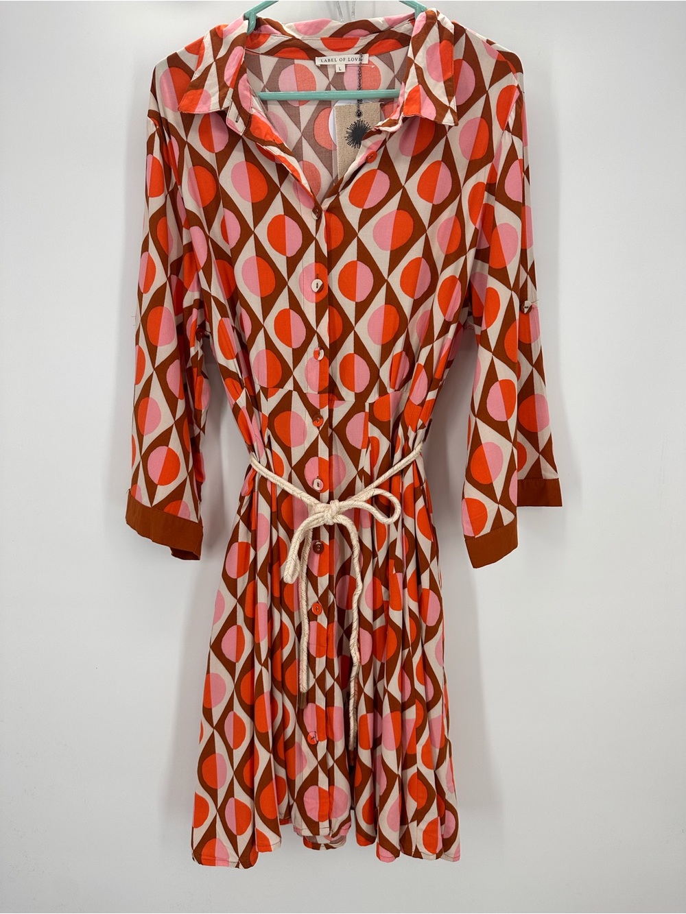 Label of Love with Exclusive Pink, Orange and Brown Geometric Print Dress